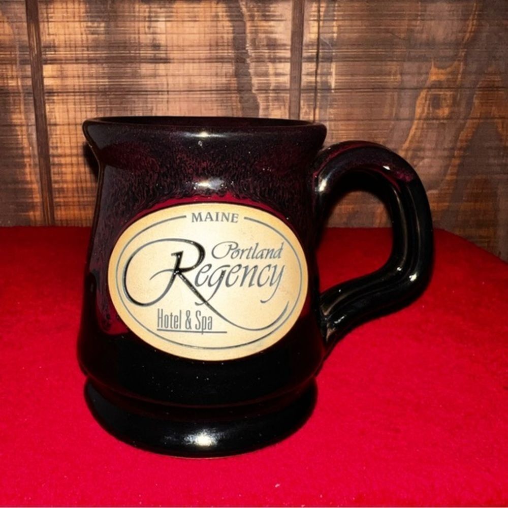 Black Deneen Pottery Coffee Mug Portland Maine Regency Hotel & Spa Made in USA
